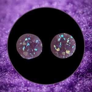 Small Purple Glitter Stud Earrings